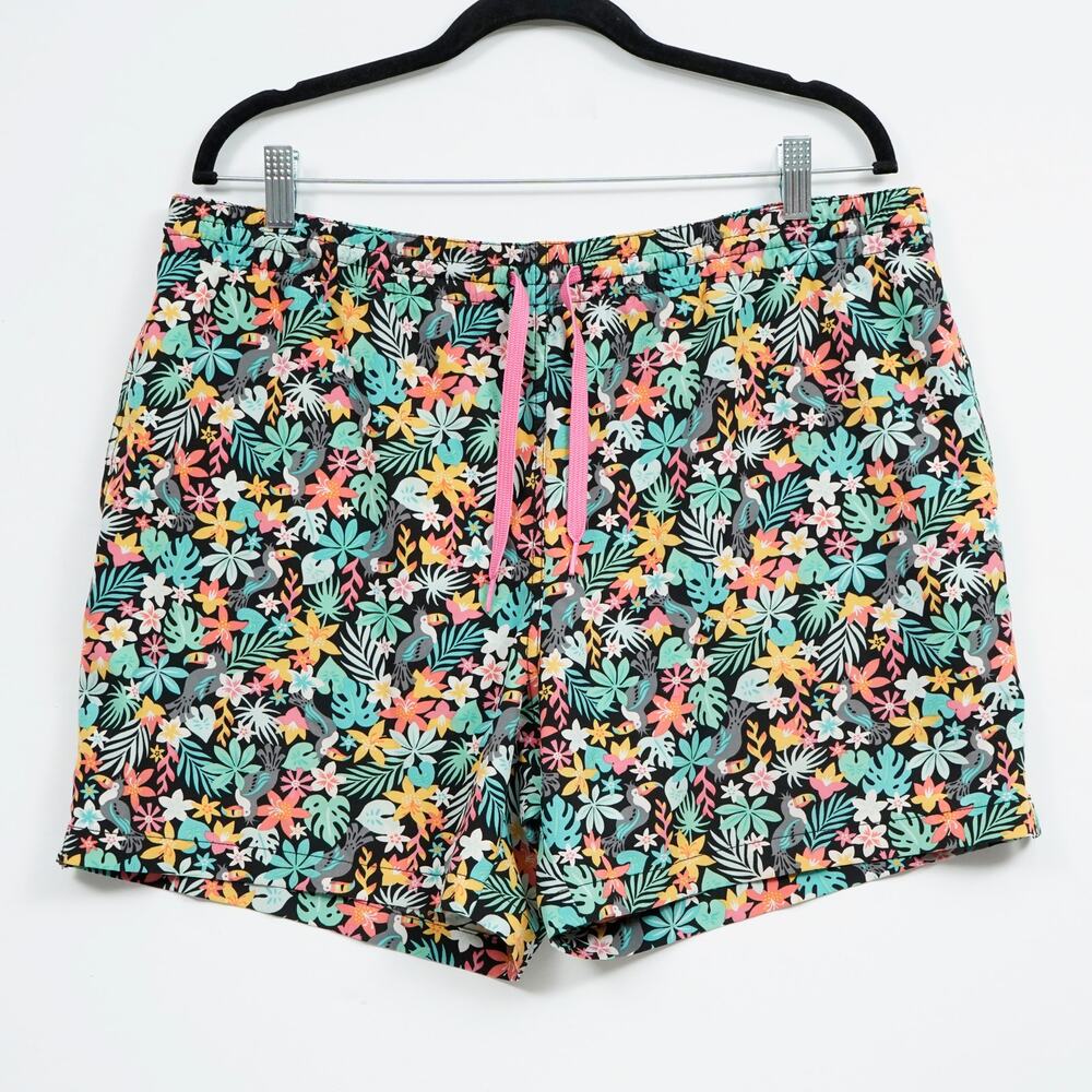 Chubbies The Bloomerangs Swim Trunks XL 5.5" Floral Tropical Black Stretch